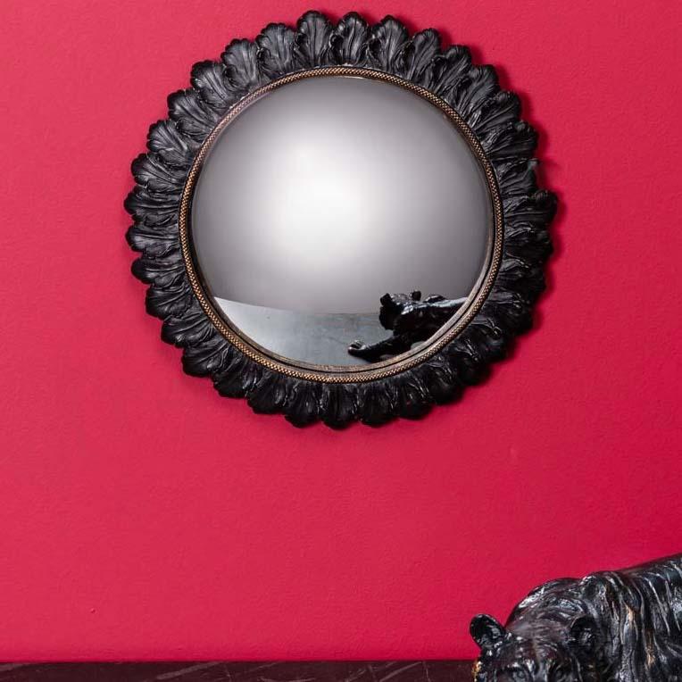 specchio convesso D28 foglie nere